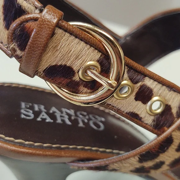 Preloved Franco Sarto Leopard Print Heeled Sandals Size 9 - Picture 8 of 8